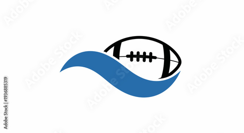 American Football Ball with Wave Design Element.