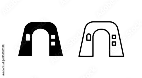 Simple Archway Tunnel Icon - Minimalist Passage or Entrance Symbol