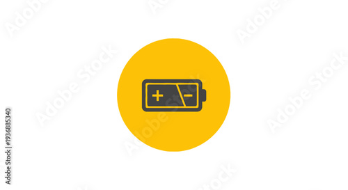 Low battery icon on yellow background.