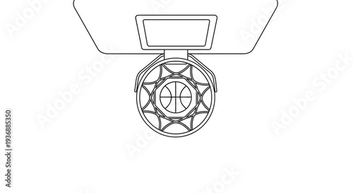 Simple line drawing of a light fixture with a decorative shade.