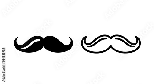 Curled Handlebar Mustache Icon Vector for Vintage Look
