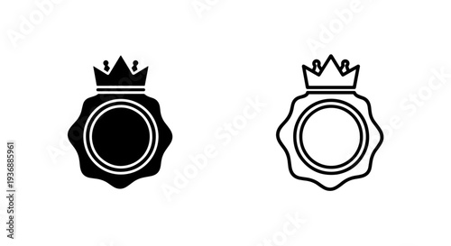 Royal Crown Badge Seal Icon Vector for Premium Quality