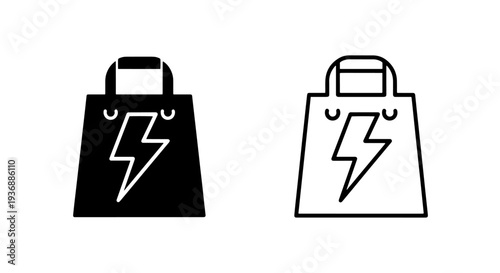 Flash Sale Shopping Bag Icon with Lightning Bolt for Instant Purchase