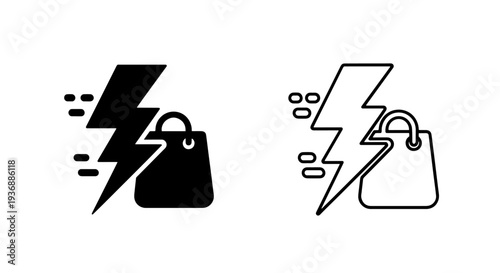 Speedy Flash Sale Shopping Bag with Lightning Bolt Icon for Quick Deals