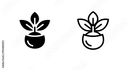 Young Plant Seedling in Pot Icon for Growth and Eco-Friendly Concepts