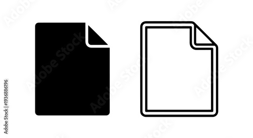 Blank Document File Icon with Folded Corner for Paperwork and Data