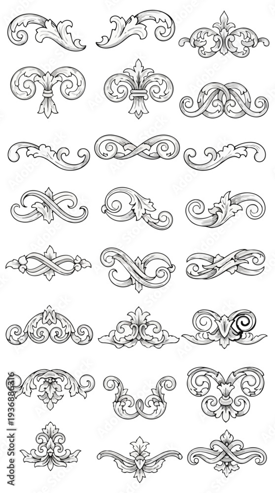 Obraz premium Ornamental floral designs vector set elegant decorative elements