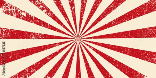 vintage japan red rising sun, sun ray vintage red rising sun background. vector illustration of a rising sun background with a grunge texture.eps.10.