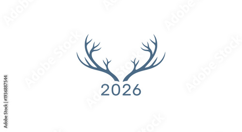 Minimalist Deer Antlers Logo Design with Year 2026.