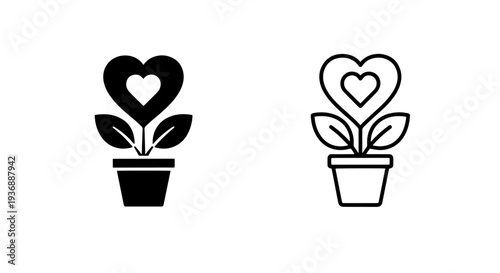 Heart Shaped Plant in Pot for Love Romance and Valentine Day Gift Concept