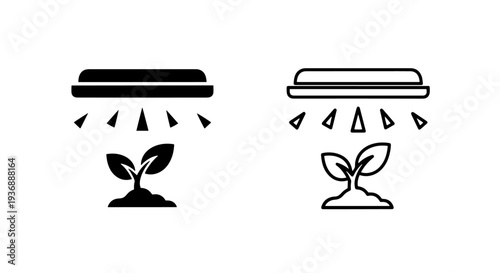 Agriculture Grow Lamp Lighting Seedling Plant Growth Icon Set