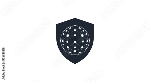 Black shield with circular pattern and white dots on a white background.