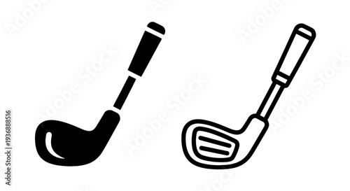 Golf Club Iron Wedge Icons Solid and Outline Vector Illustration for Sports Graphic Design