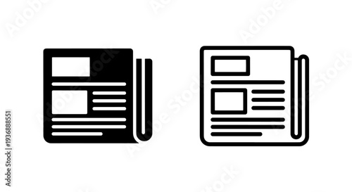 Daily News Paper Icons in Solid and Outline Style Vector Media Symbols