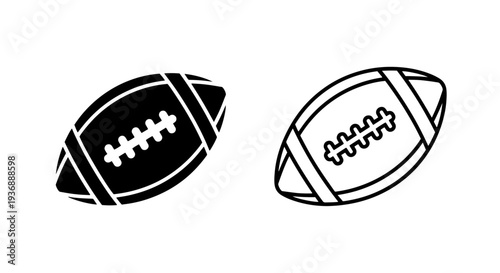 American Football Graphic Icons in Solid and Outline Styles Vector Sports Symbols