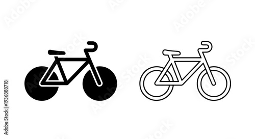 Bicycle Transport Icon Set in Silhouette and Outline Styles for Cycling and Fitness