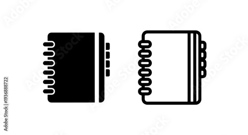 Spiral Notebook and Address Book Icon Set for Contact Management and Office Stationery