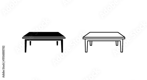 Rectangular Dining Table or Desk Icon for Furniture and Interior Design