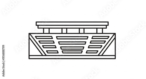 Minimalist Stadium Bleachers Line Art Icon