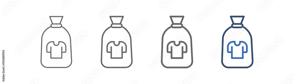 Obraz premium outline icon set laundry bag with t-shirt and pocket design