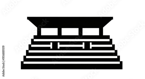 Minimalist Stadium Spectator Stand and Bleachers Silhouette Icon