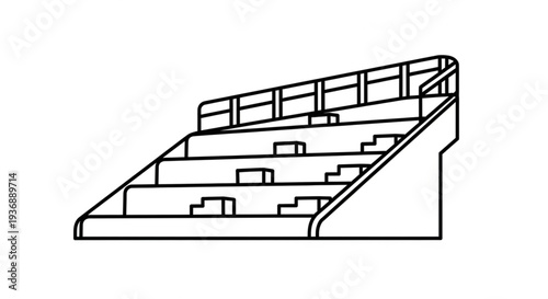 Minimalist Stadium Bleachers and Spectator Stand Line Art Icon