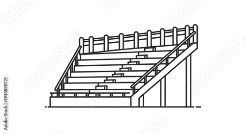 Minimalist Stadium Bleachers and Spectator Stand Line Art Icon