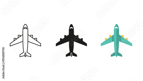 Airplane Travel Vector Icon Set Commercial
