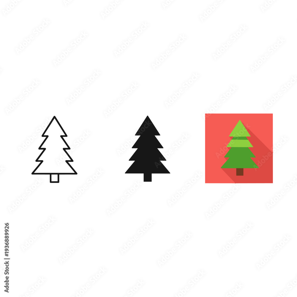 Obraz premium Tree Icon Collection Winter Holiday