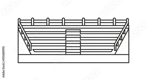 Minimalist Stadium Bleachers and Spectator Stand Line Art Icon