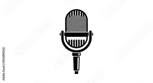 Vintage microphone illustration isolated on white background for audio recording.