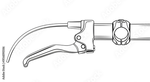 Detailed illustration of a bicycle brake lever, showing its design and function.