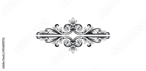 Elegant decorative ornamental element in black and white