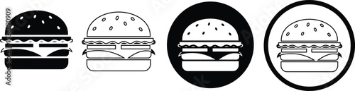 burger illustrations in black and white