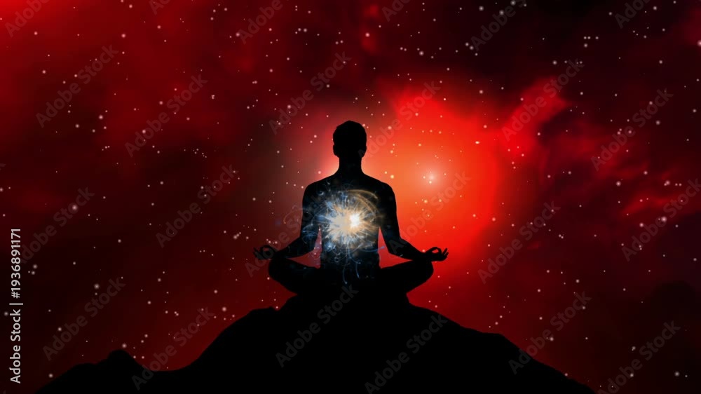 custom made wallpaper toronto digitalMeditation Silhouette with Radiant Inner Light  Spiritual Energy and Cosmic Connection on Hilltop