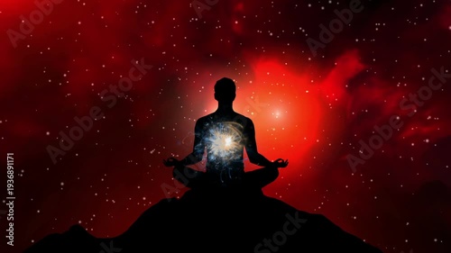 Wallpaper Mural Meditation Silhouette with Radiant Inner Light  Spiritual Energy and Cosmic Connection on Hilltop Torontodigital.ca
