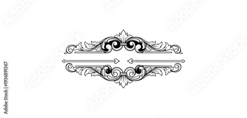 Decorative floral frame design element black background