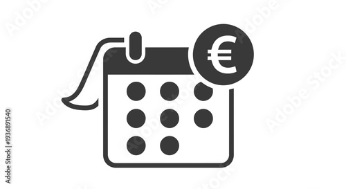 Calendar Icon with Euro Symbol, Financial Planning and Budgeting Concept, Minimalist Vector Graphic for Business and Finance