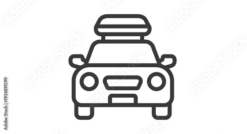 Car with Roof Rack Icon Vector Illustration, Travel and Adventure Symbol, Minimalist Design for Transportation and Tourism Concepts