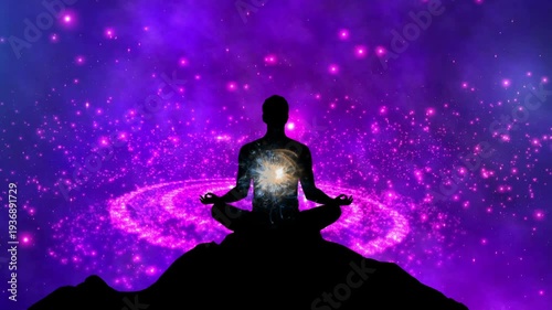 Wallpaper Mural Meditation Silhouette with Radiant Inner Light  Spiritual Energy and Cosmic Connection on Hilltop Torontodigital.ca