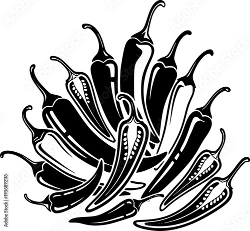 hili pepper silhouettes, Chili vector illustration, Chili pepper, Chili pepper clipart, Chili pepper logo, Hot chili pepper silhouettes, Chili, Half chili, Chili silhouette bundle