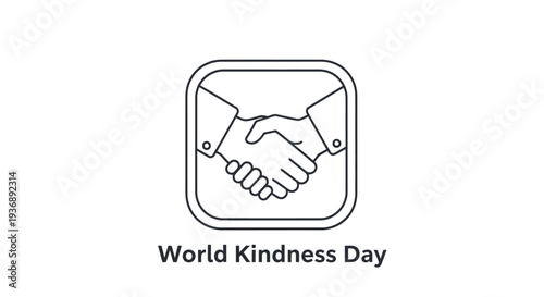 Simple line art illustration of handshake for World Kindness Day.