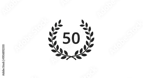 Black laurel wreath with number fifty emblem.