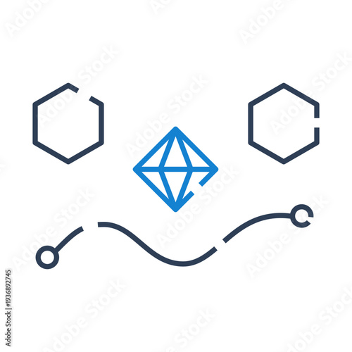 Quantum Key Distribution icon, Quantum encryption network security icon for cybersecurity and data protection