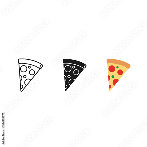 Pizza Slice Icon Set Food Vector Commercial