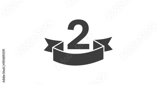 Black ribbon badge with number two icon.