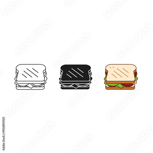 Sandwich Food Icons Set Commercial
