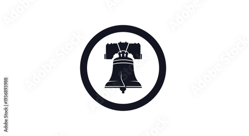 Liberty Bell icon in a circular frame symbolizing freedom and American history.