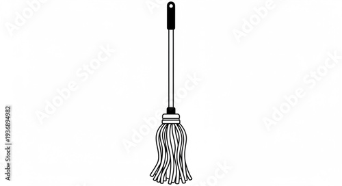 Detailed illustration of a cleaning mop, perfect for household chores and floor maintenance.