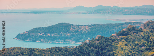 Принти на полотні Panoramic view from the mountain on the Mont Boron, Nice, Cote d'Azur, France, Europe